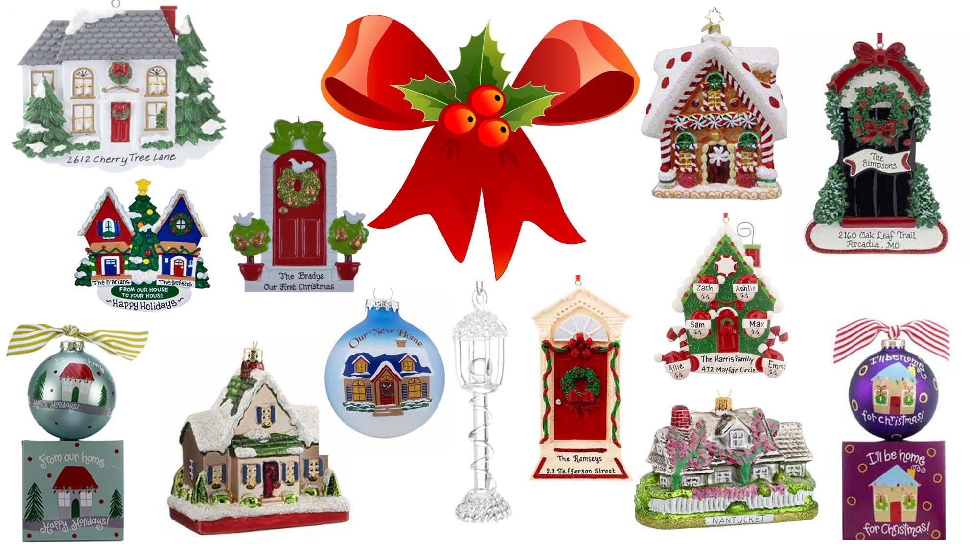 Personalized glass bulbs and snow covered house ornaments. | OrnamentShop.com
