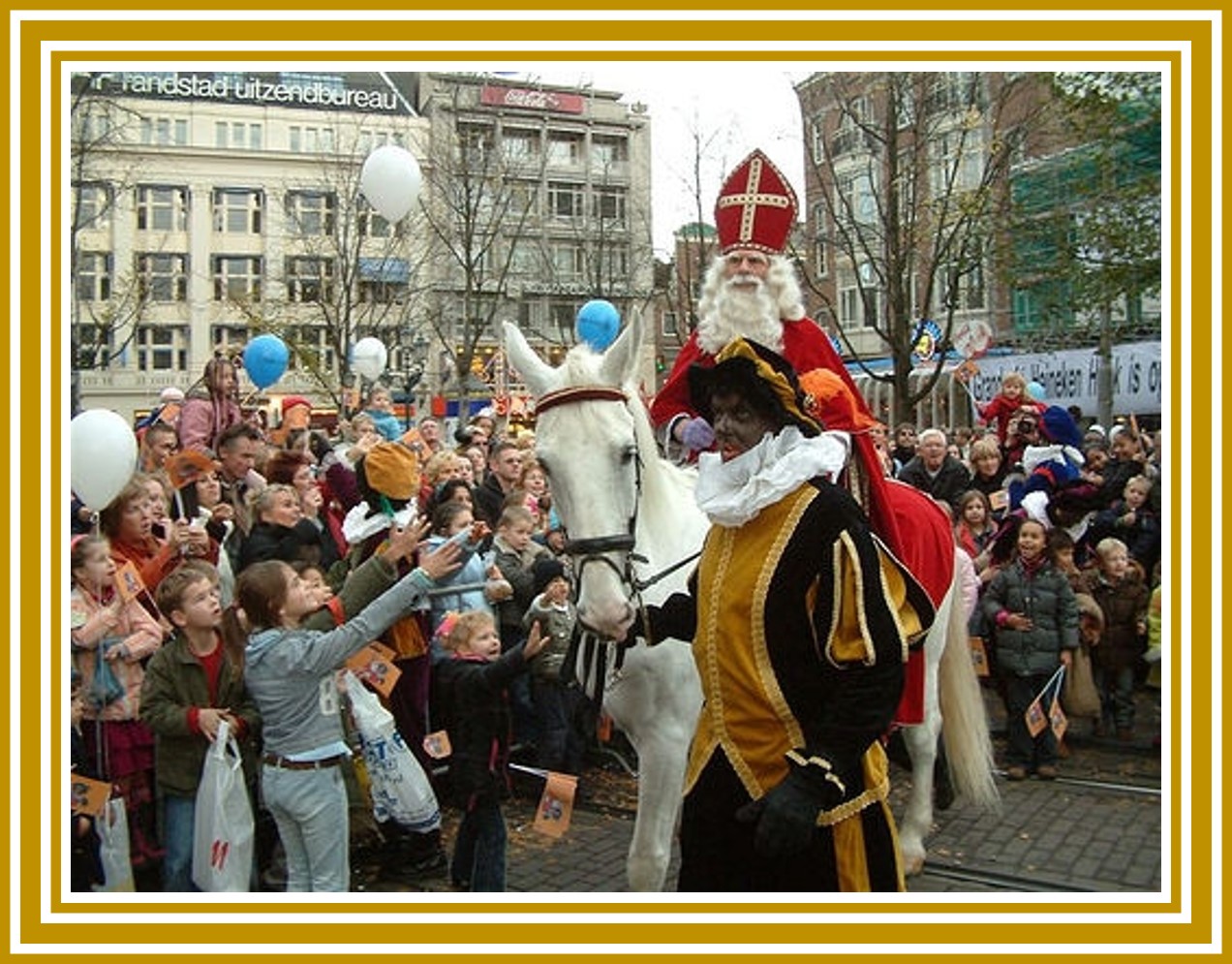 Sinterklaas takes part in a Christmas parade while riding a horse. | OrnamentShop.com