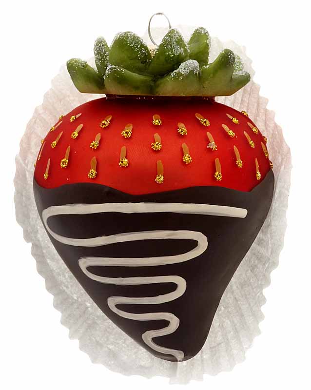 A Chocolate Strawberry ornament to give to somone sweet for an occasion such as Valentine's Day. | OrnamentShop.com