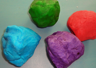 Four playdough blogs colored green, blue, red and purple | OrnamentShop.com