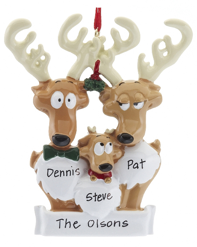A funny family of three Christmas ornament