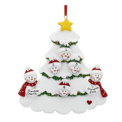 Two Snowman Grandparents with Four Children Ornament | OrnamentShop.com
