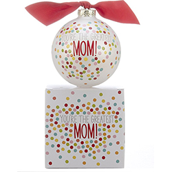 Greatest Mom Polka Dot Christmas Ornament | OrnamentShop.com