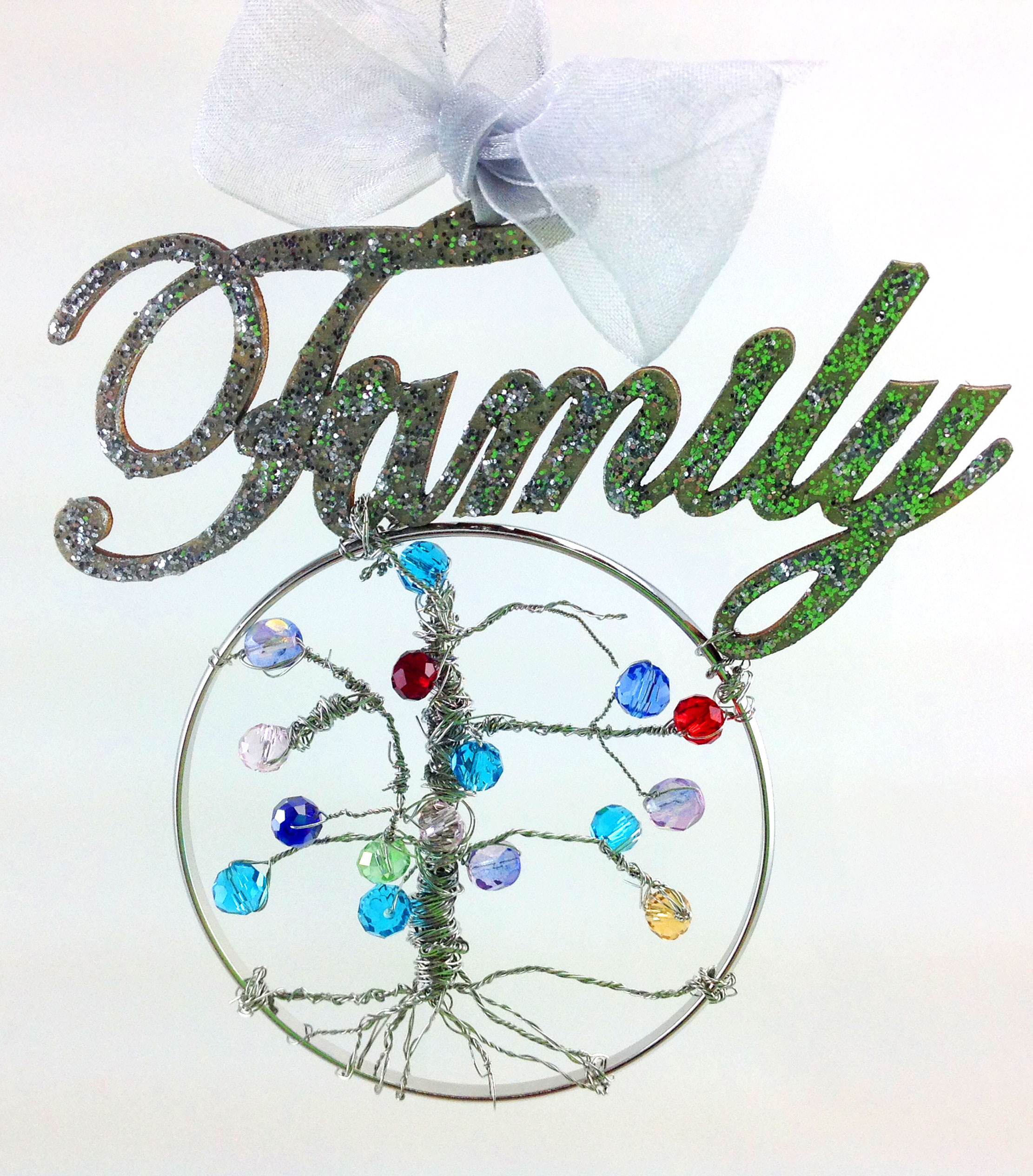 Birthstone Family Tree Ornament With Ribbon | Ornament Shop