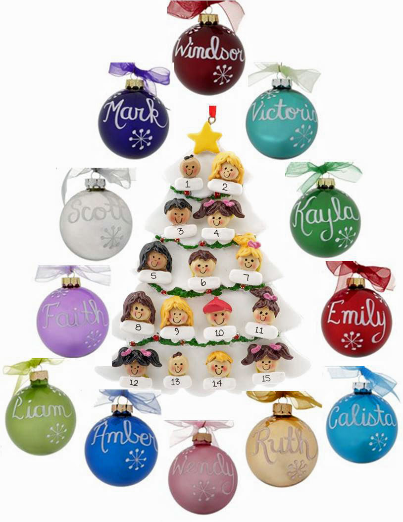 Family Tree Ornament Surrounded By Personalized Birthstone Ornaments | Ornament Shop