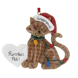 Cat With String Of Lights (Tan) Christmas Ornament | OrnamentShop.com