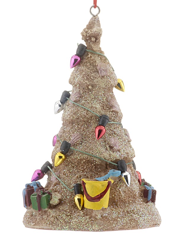 A sandcastle ornament to represent a tree made of sand for Christmas. | OrnamentShop.com