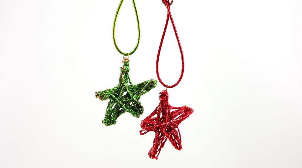 Christmas in July DIY star decorations with metal wire and glitter. | OrnamentShop.com