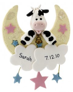 Cow Jumped Over The Moon With Stars Christmas Ornament | OrnamentShop.com