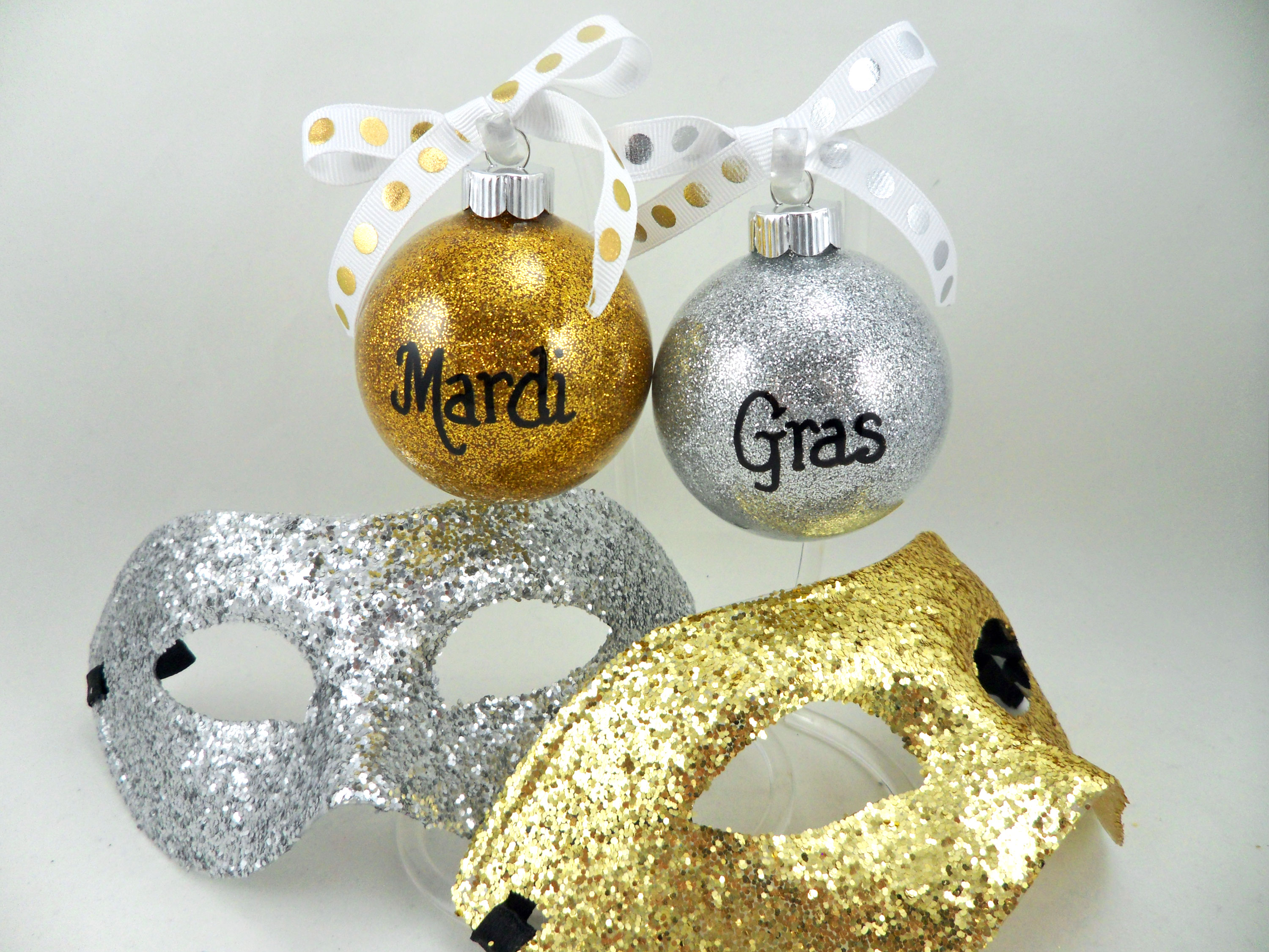 Glitter Ornaments for Mardi Gras