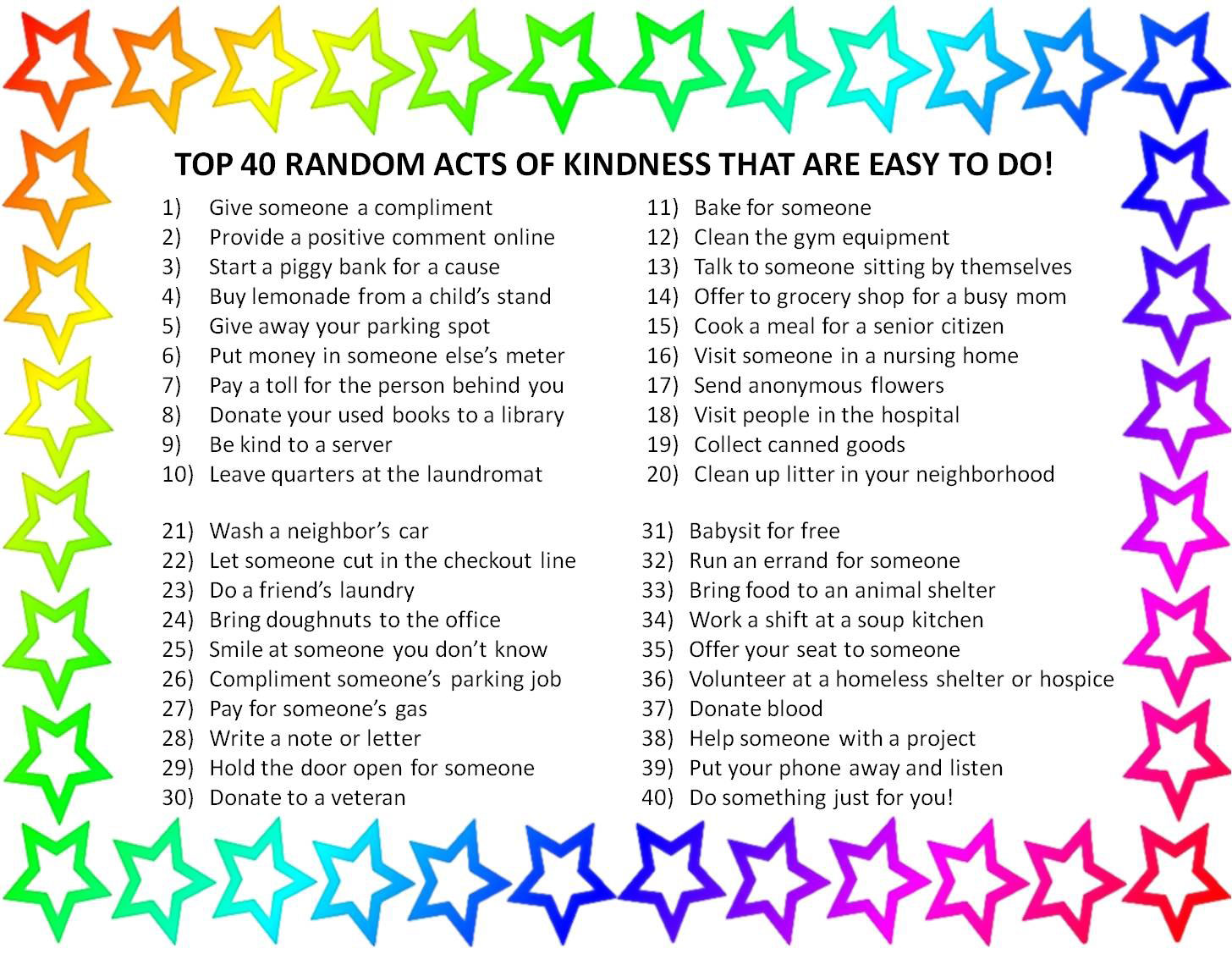 Top 40 Random Acts of Kindness Ideas
