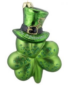 Irish shamrock ornament with a top hat | Ornamentshop.com 