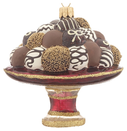 A candy ornament with gourmet chocolate truffles on a display plate | OrnamentShop.com