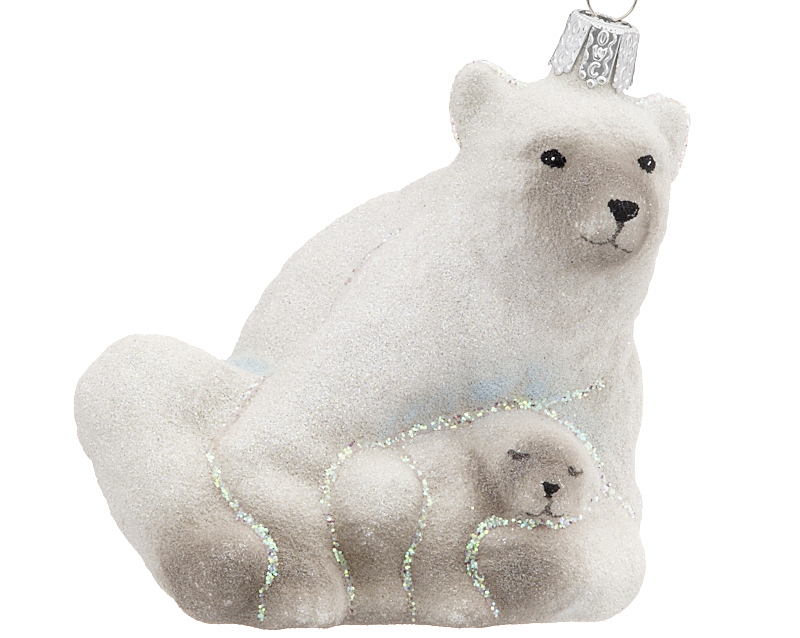 Polar bear with sleeping baby cub ornament | OrnamentShop.com