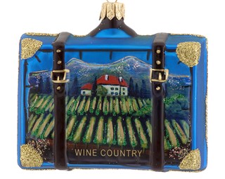 Wine country suitcase vacation ornament for celebrating warm weather memories. | Ornament Shop