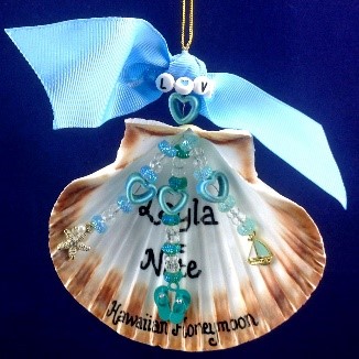 A DIY ornament made of a shell with beads, wire and marker | OrnamentShop.com
