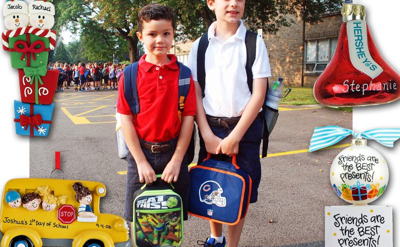 These two kids are ready for going back to school! | OrnamentShop.com