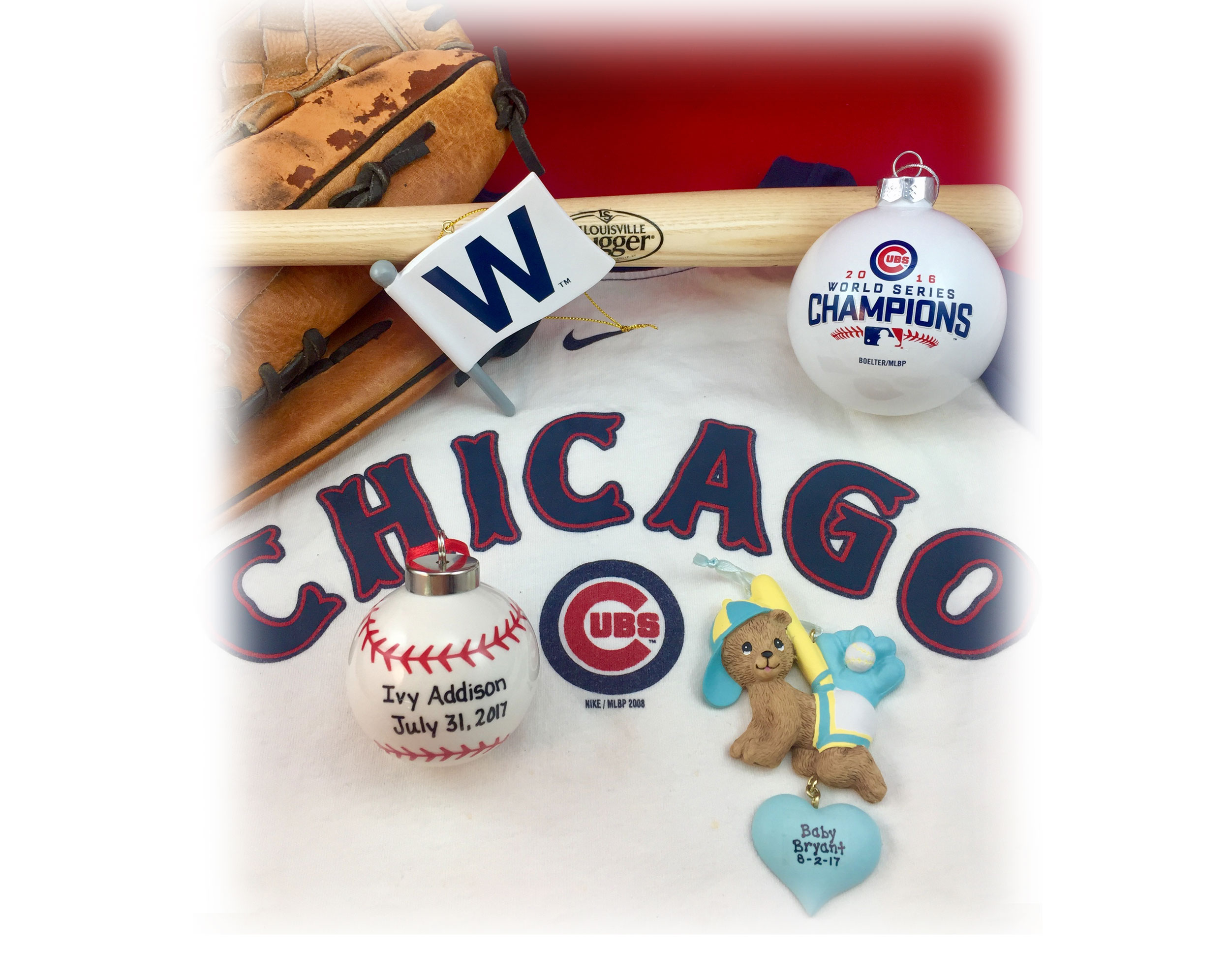 Baby's first Christmas ornaments to celebrate babies born following the Chicago Cubs 2016 World Series victory | OrnamentShop.com