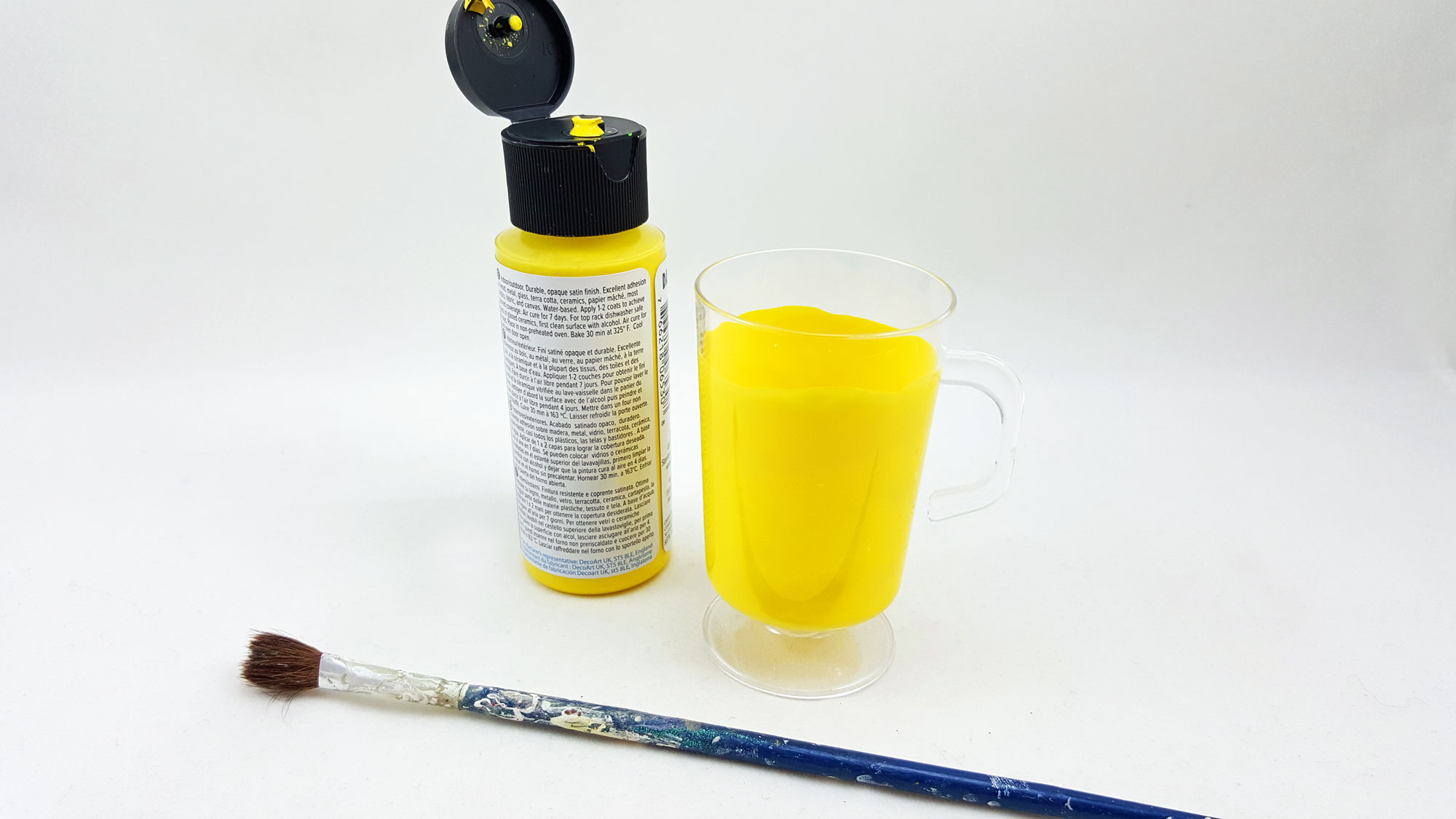 Step 1 is to paint the inside of the cup yellow. | OrnamentShop.com