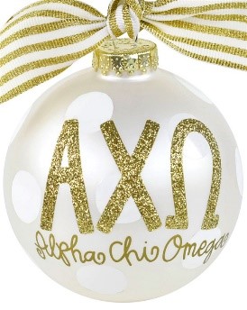 An Alpha Chi Omega ornament that can be personalized for members of Greek life. | OrnamentShop.com