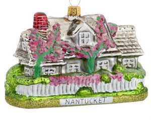 A country home ornament with pink flowers. | OrnamentShop.com