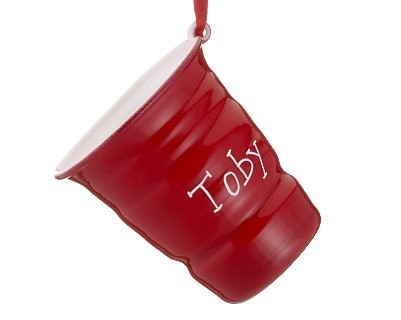 A red solo cup Christmas ornament, just like from your college years. | OrnamentShop.com