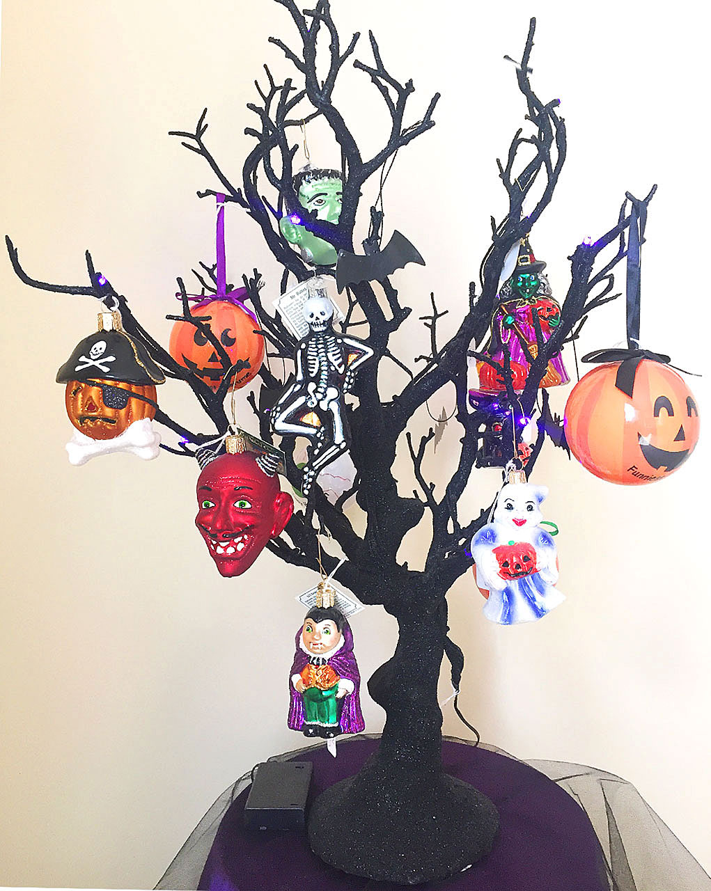 The best Halloween Ornaments including pumpkins, skeletons, pirates, and Satan!