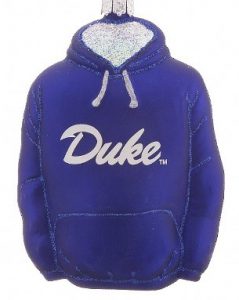 A Duke University ornament in the shape of a hoodie. | OrnamentShop.com