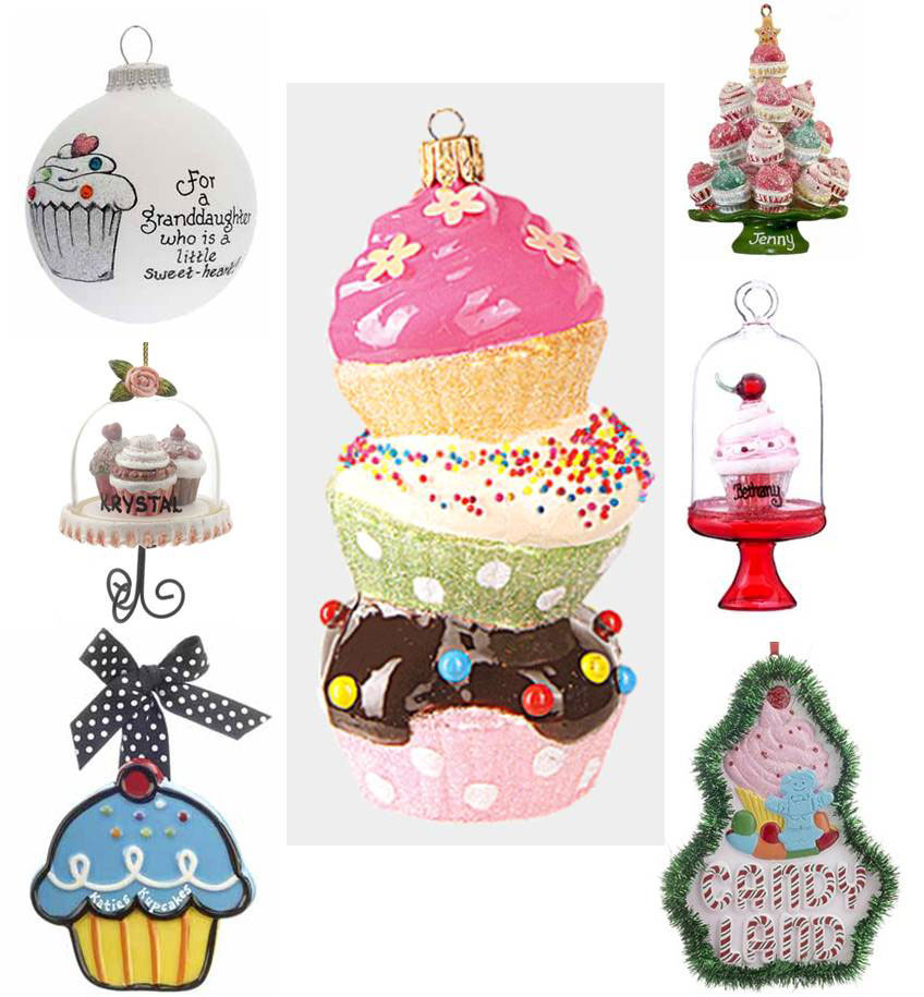 A colloge of all of our cupcake ornaments in case one isn't enough! | OrnamentShop.com