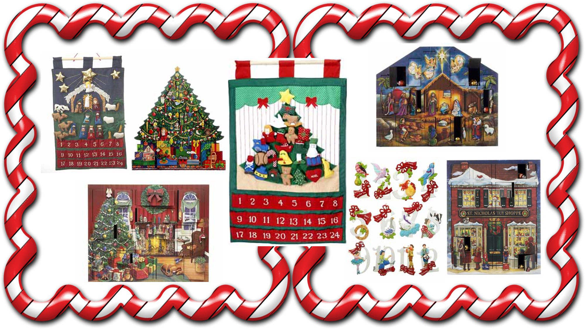 A collection of Advent decorations including ornaments, calendars, and table decorations. | OrnamentShop.com
