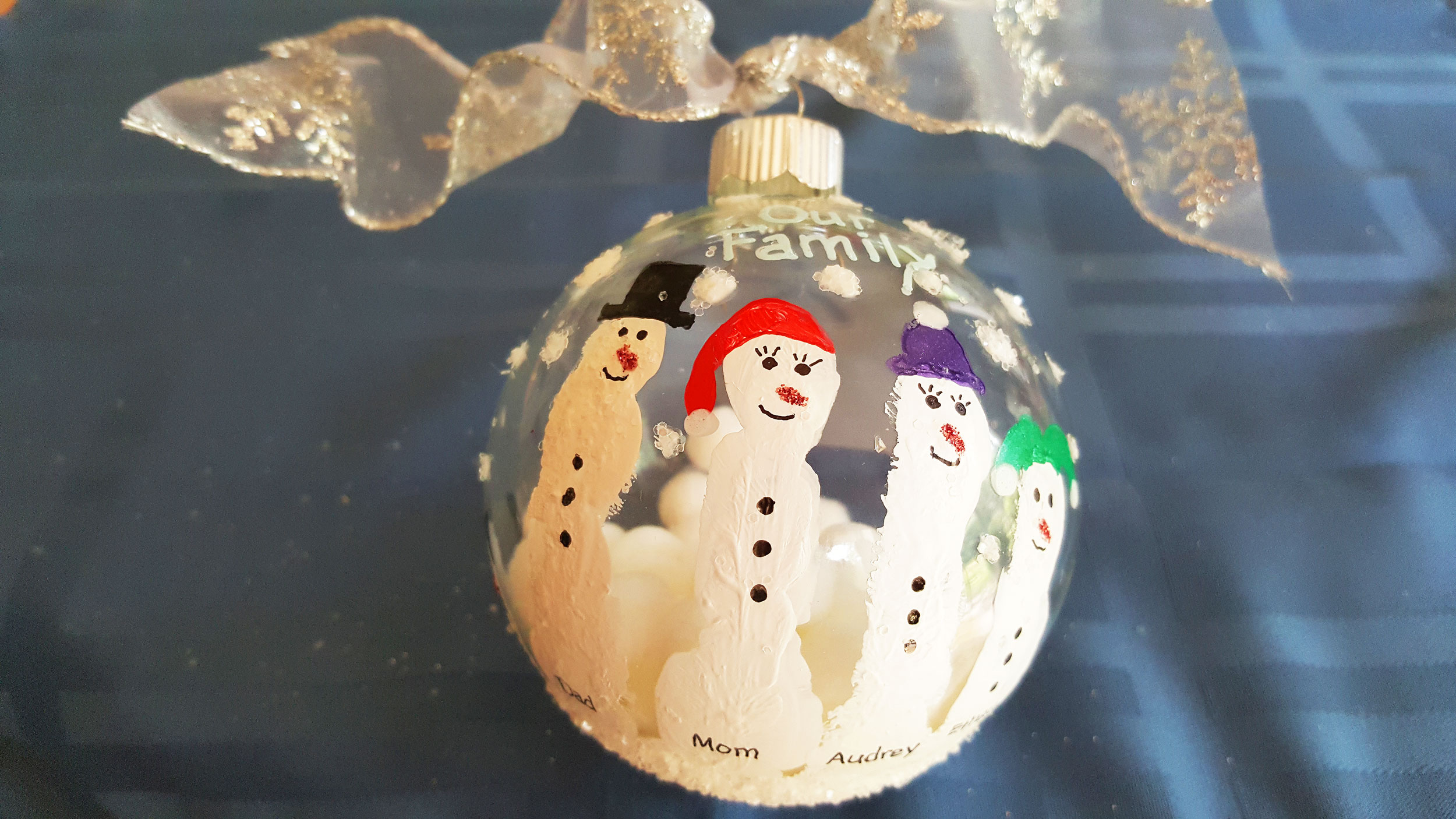 A Fingerprint Snowman Ornament for kids to craft with their own hands and just a few materials. | OrnamentShop.com