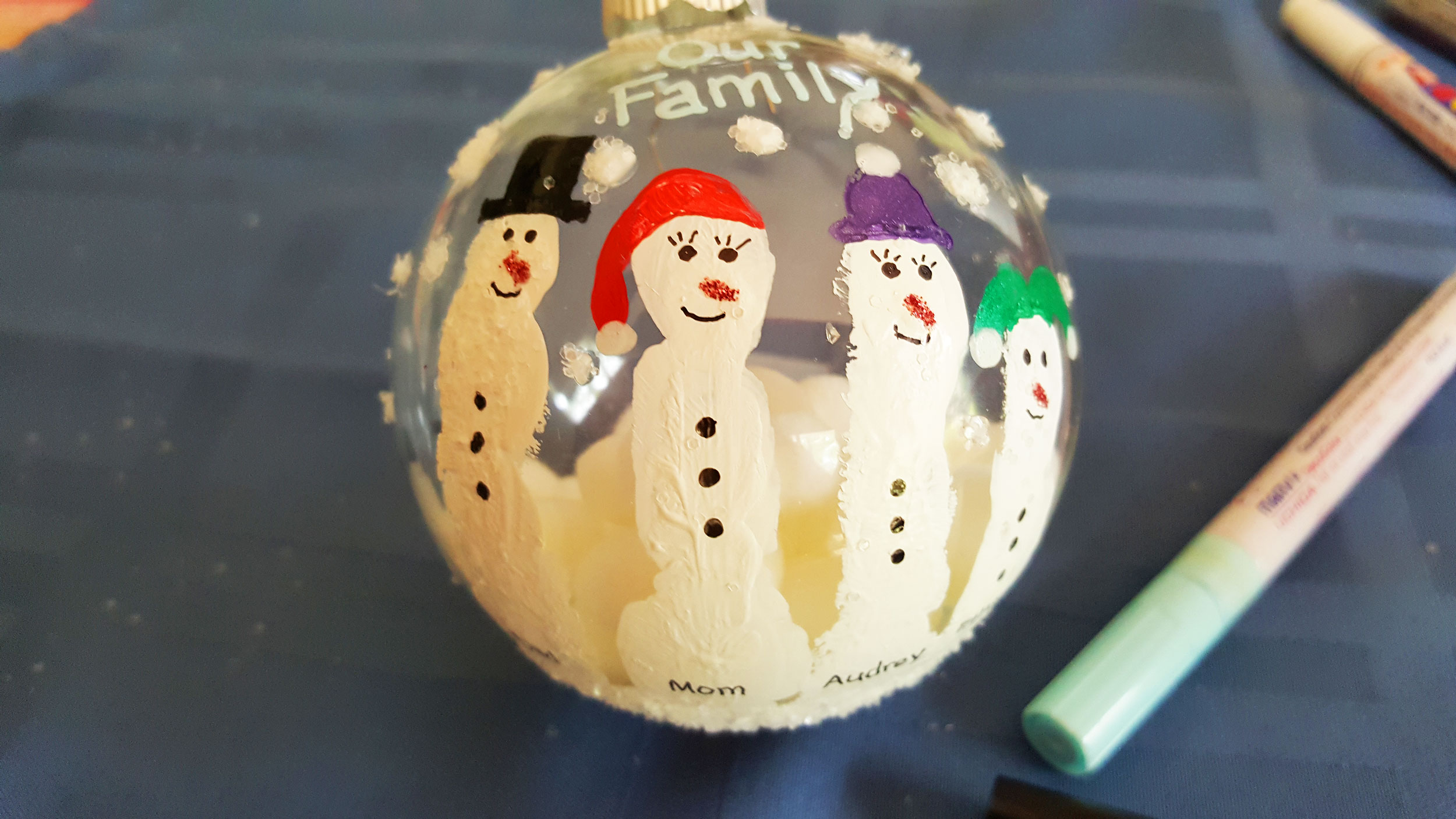 Step 8 is to use a permanent marker and name each snowman | OrnamentShop.com