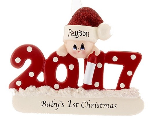 A unisex 2017 ornament for a baby's first Christmas. | OrnamentShop.com