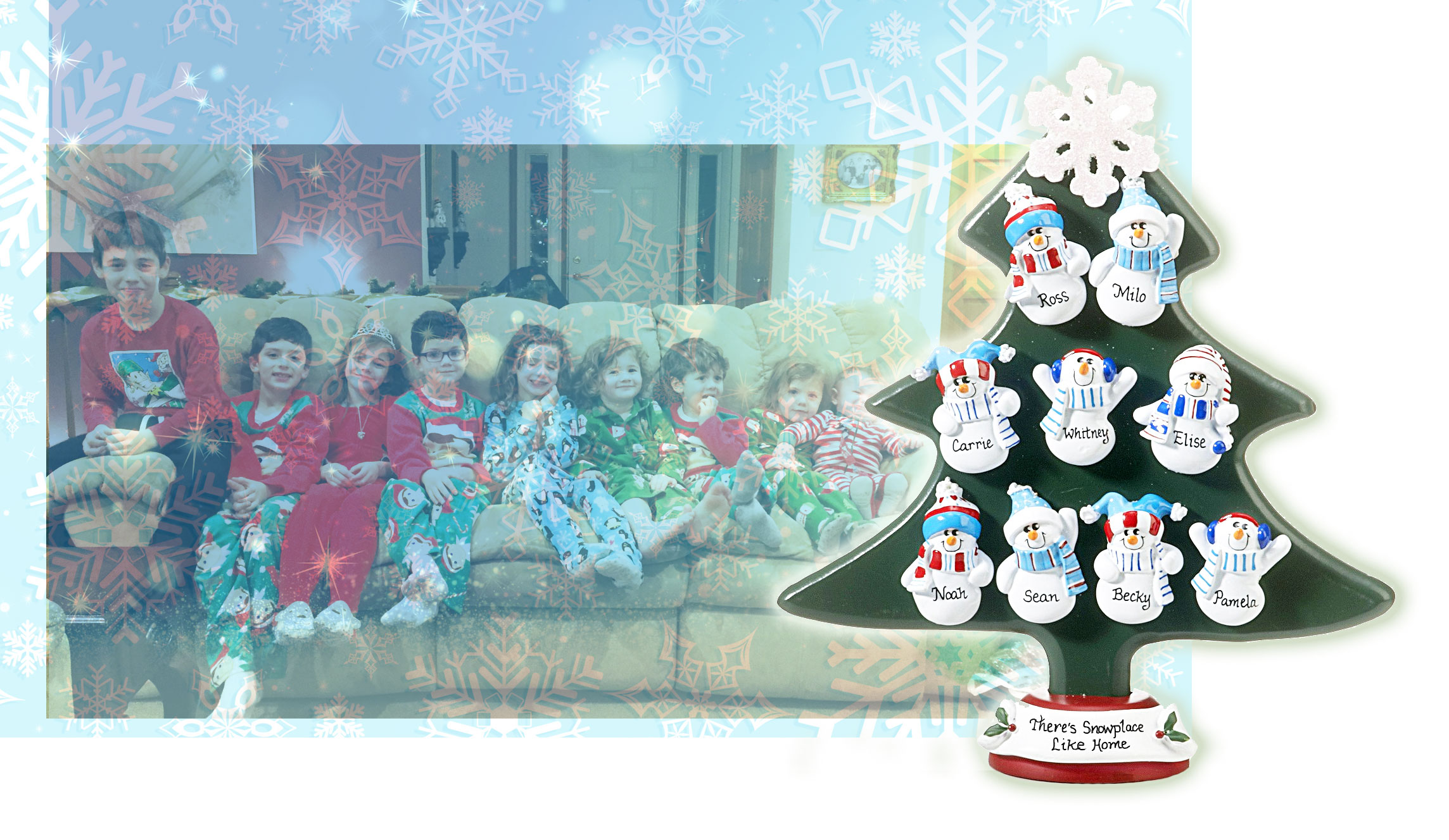 A table decoration ornament with snowman to represent personalized family members. | OrnamentShop.com