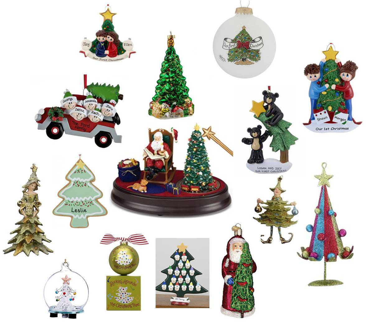 A collection of Christmas Tree Ornaments found at OrnamentShop.com all featuring the Christmas tree in unique ways for your home. | OrnamentShop.com