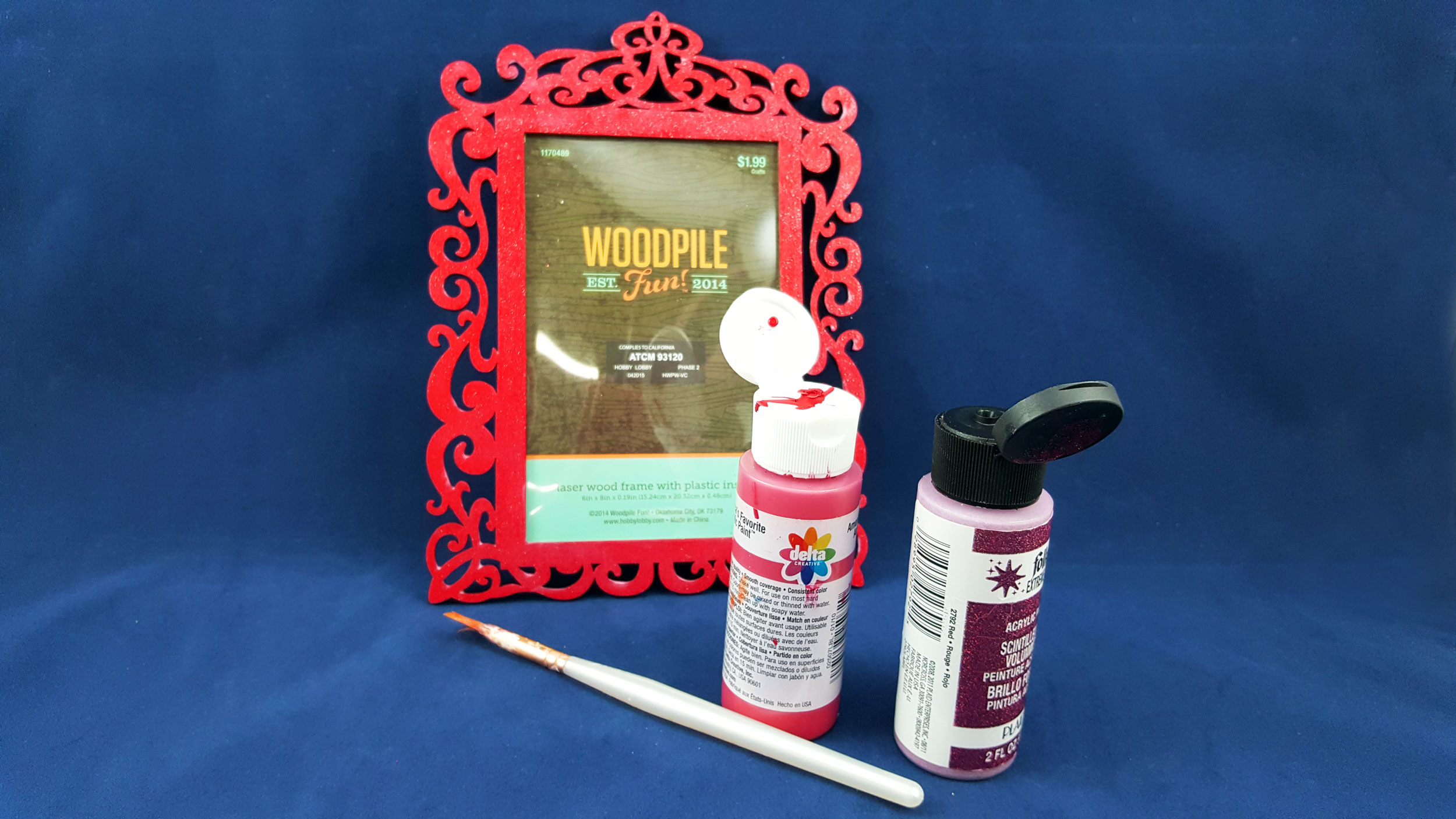 Step 2 is to paint the wooden picture frame holiday colors. | OrnamentShop.com