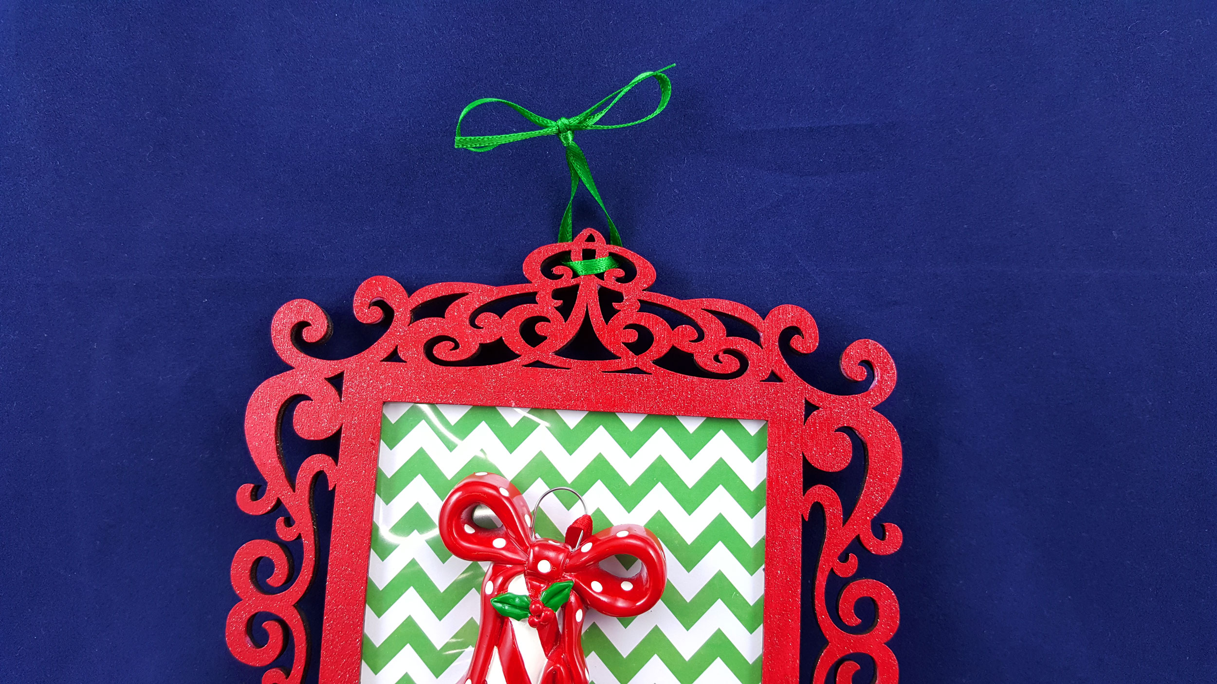 Step 5 is to cut ribbon and tie to the top for it to hang on the wall. | OrnamentShop.com