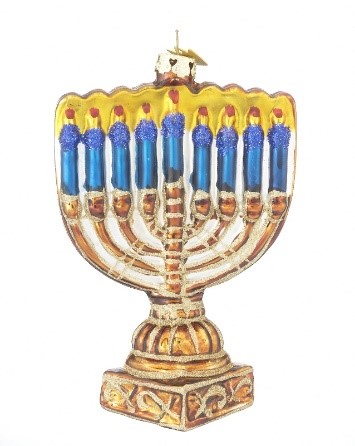 An ornament of a Hanukkah menorah. | OrnamentShop.com