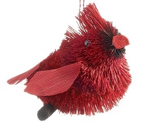 An ornament of a red cardinal bird made from natural materials. | OrnamentShop.com