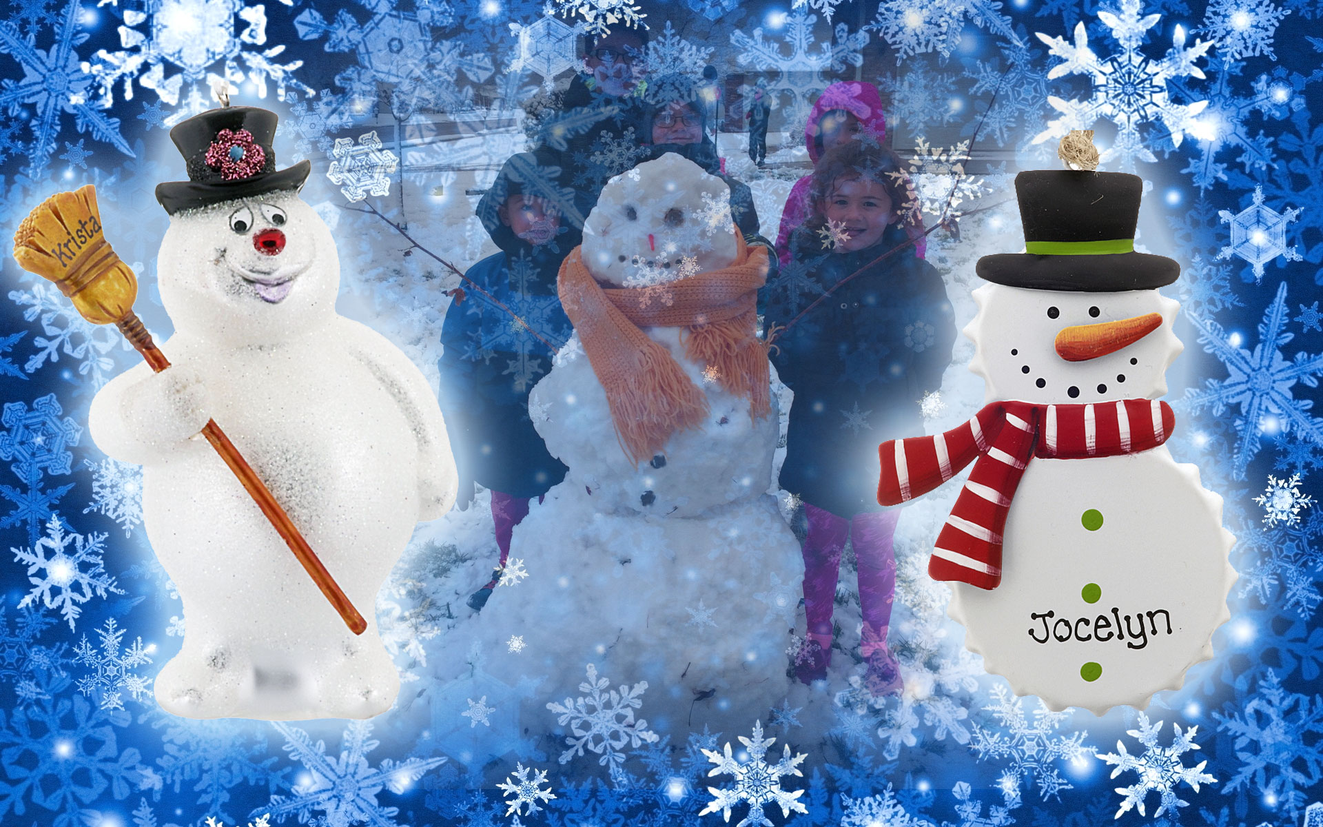 Two snowmen ornaments side by side to represent how to build Frosty the Snowman or the classic carrot-nosed snowman. | OrnamentShop.com
