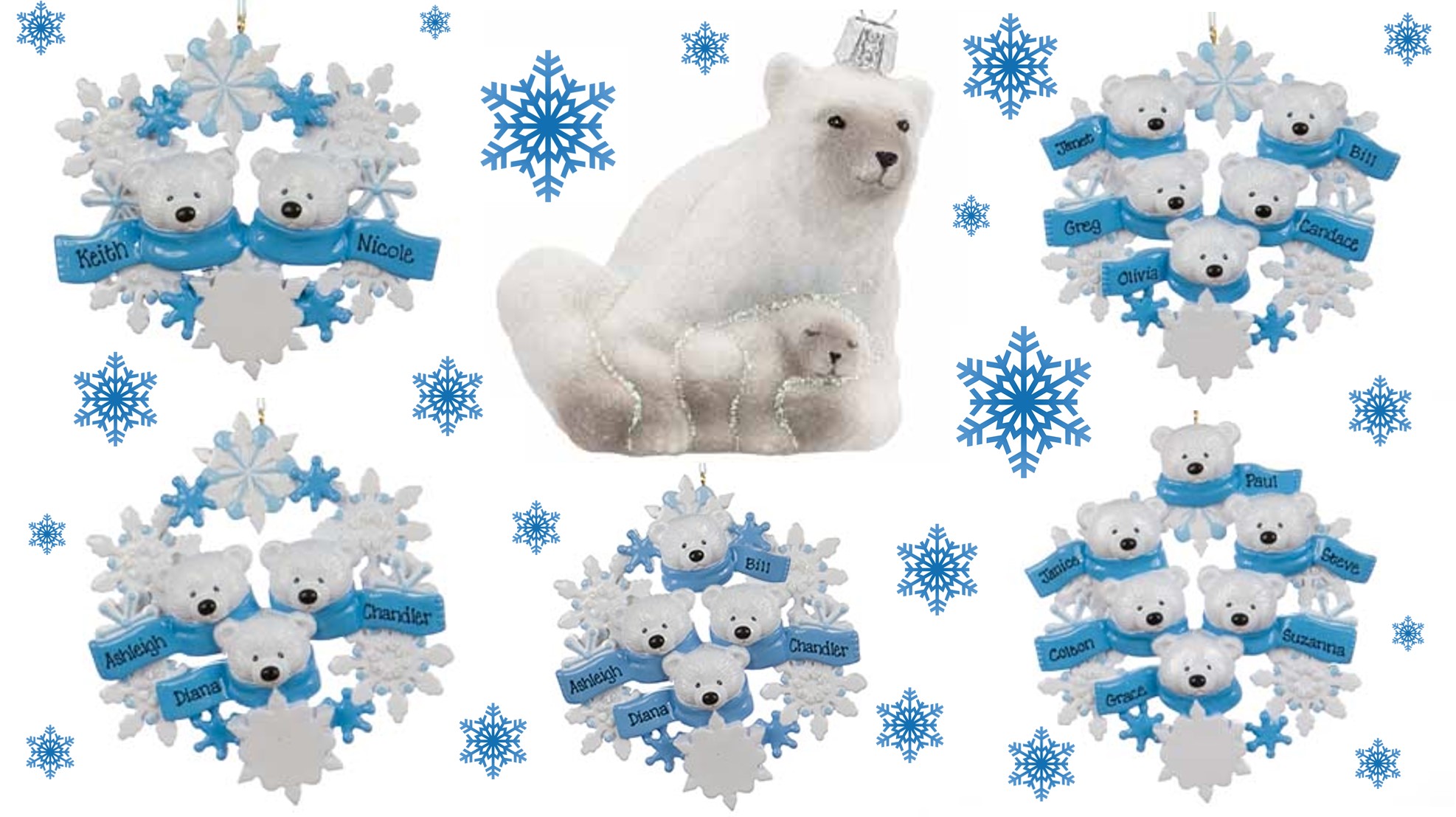 Polar Bear Ornaments that can be found to represent families. | OrnamentShop.com