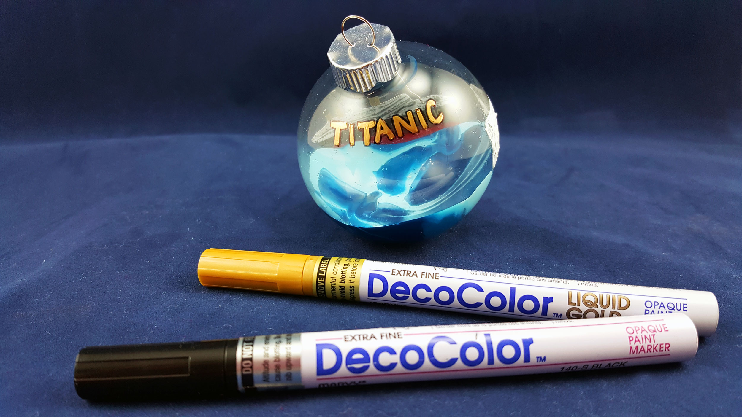For Step 5, use a paint marker and personalize the word TITANIC.&nbsp; Or, write your favorite quote from the movie. | OrnamentShop.com