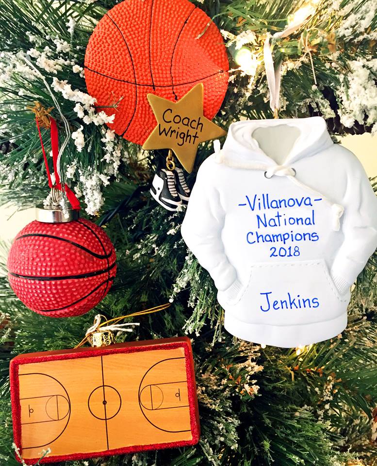 Various basketball ornaments on Christmas tree | OrnamentShop.com