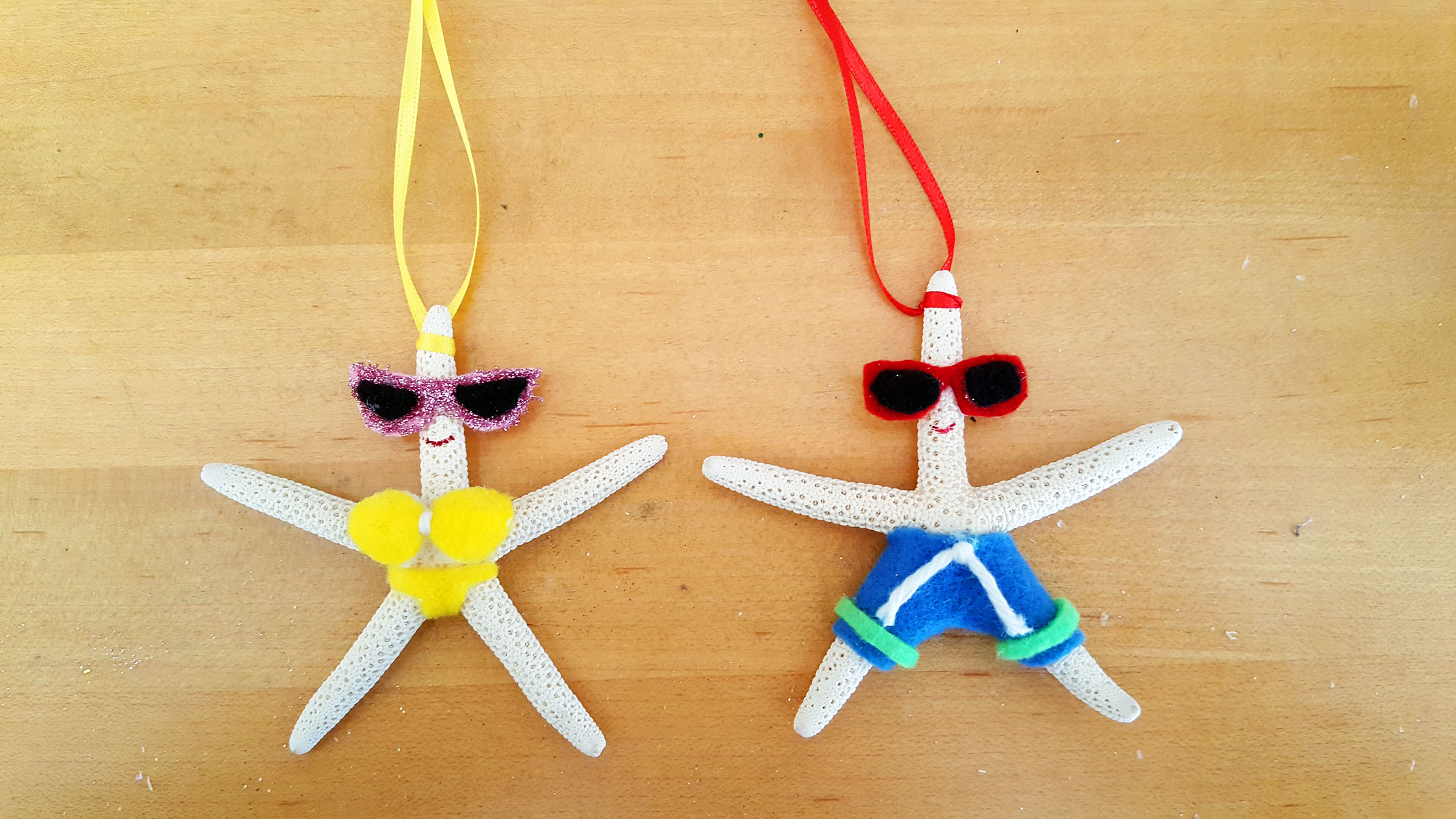 Completed Starfish Ornaments with ribbon for hanging. | OrnamentShop.com