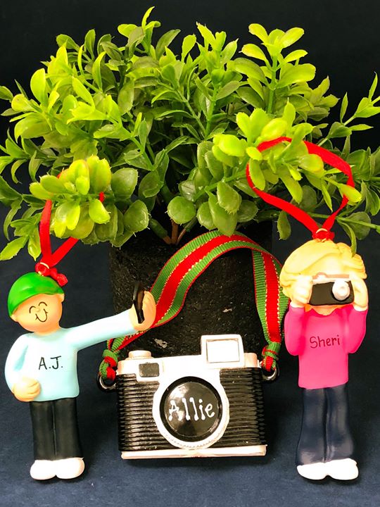 Celebrate nature photography with your own mini camera ornament or a camera girl or selfie boy ornament. | OrnamentShop.com