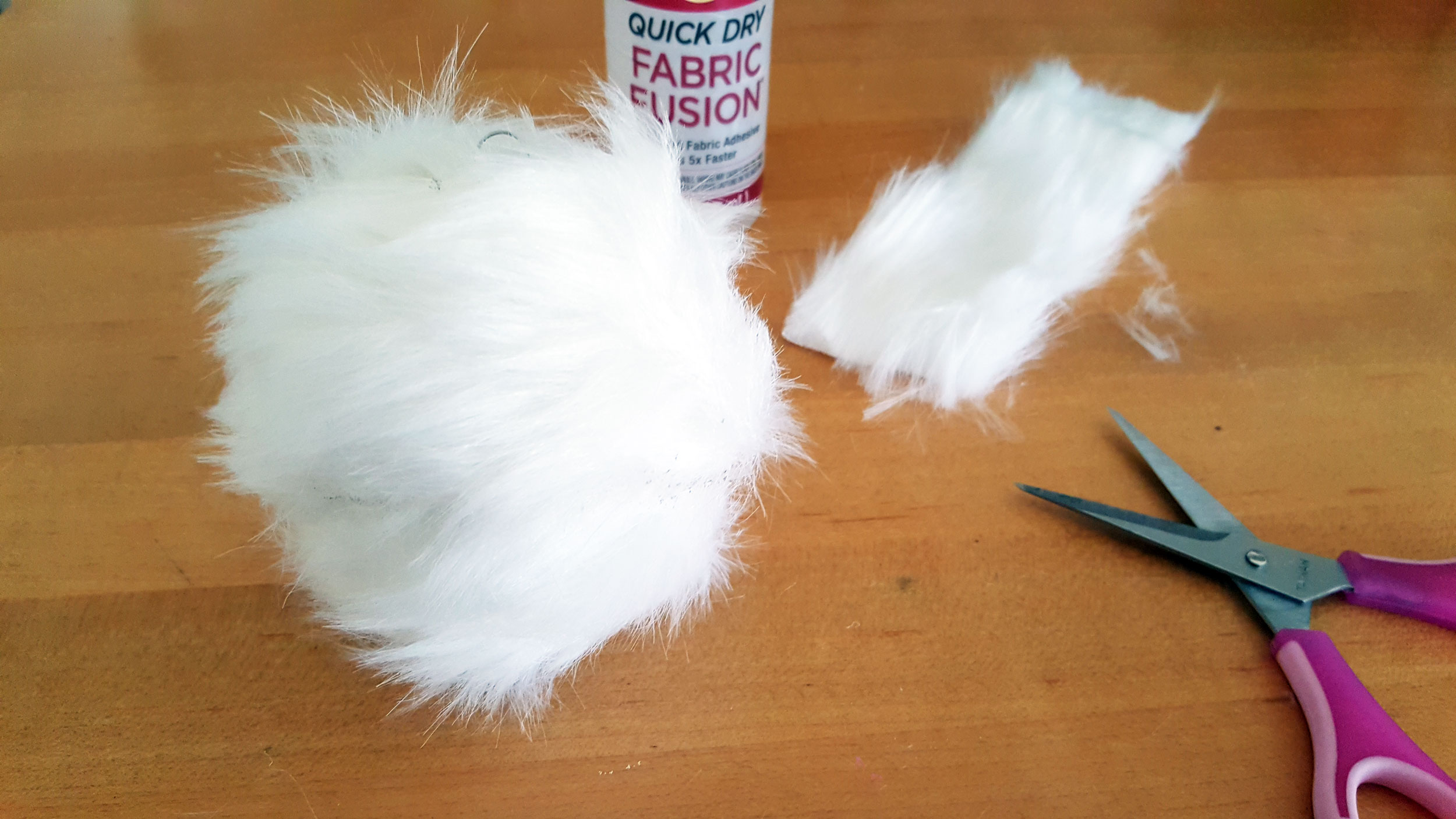 Smallfoot DIY Step 3 is to fill in the remaining gaps with faux fur. | OrnamentShop.com