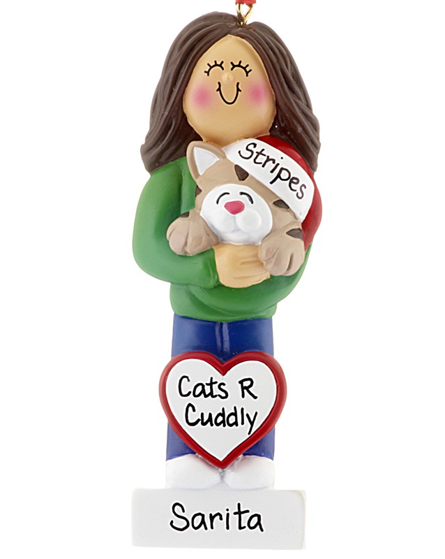 A personalized cat ornament is the perfect Christmas gift for a child who has a new pet. | OrnamentShop