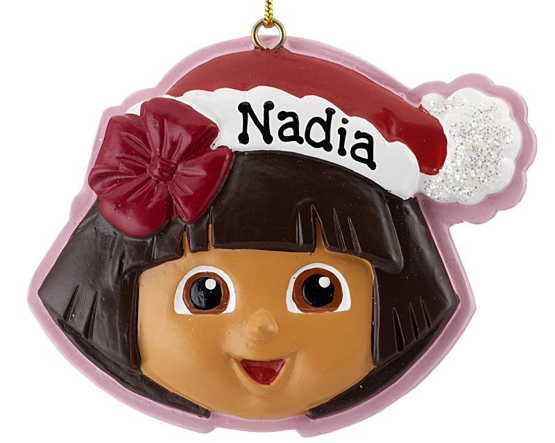 A Dora the Explorer ornament of Dora's head in a red cap. | OrnamentShop.com