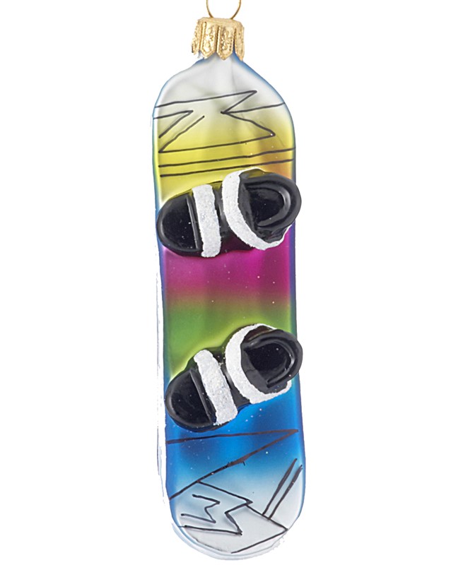 A colorful snowboard ornament, perfect for snowboarders in 2018. | OrnamentShop.com