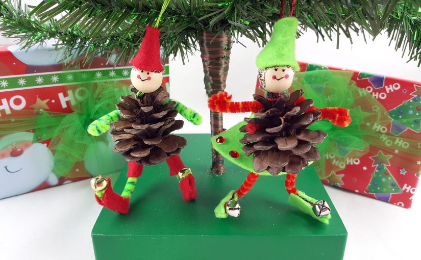 Pine Cone Boy and Girl Elf Ornaments